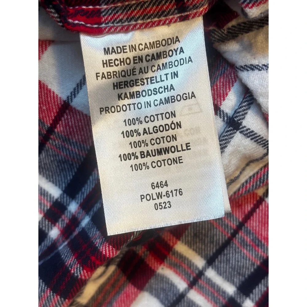 Legendary Whitetails Flannel Shirt LT Large Tall Red Blue Plaid Corduroy Collar - Picture 12 of 13